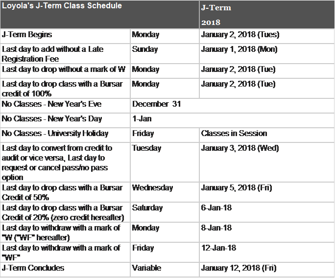 academic calendar